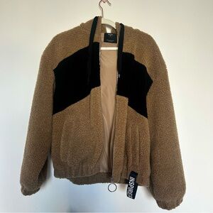 Bershka Brown and Black Teddy Jacket